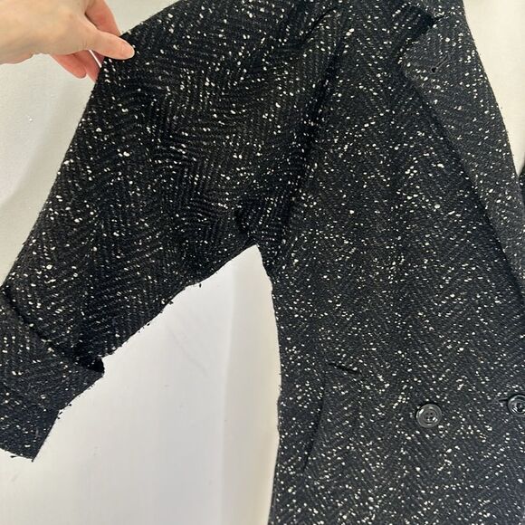 Vintage 50s Mod Academia Preppy Black Nubby Tweed Peacoat - Picture 3 of 7